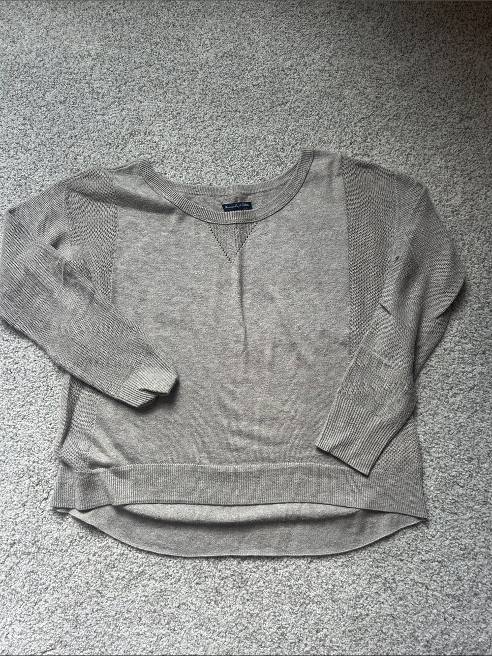 American Eagle Outfitters Light Taupe Crewneck Sweater